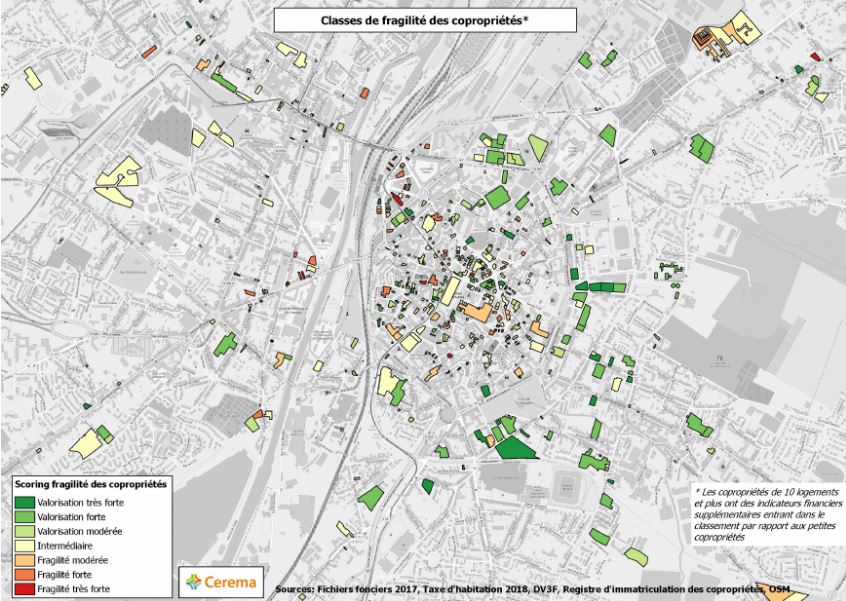 Cartographie "Classes de fragilité des copropriétés" (Cerema Hauts-de-France)